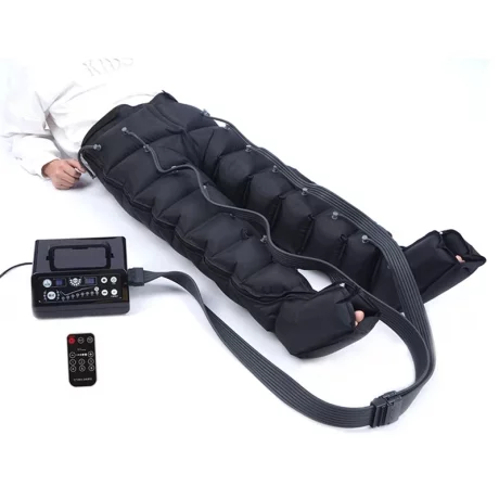 Aparat de presoterapie pentru drenaj limfatic si masaj pantalon talie inalta Alhena®M-PRO 3001, 2 X 8 camere de compresie aer, 6 moduri de tratament, 30-250 mmHg, recuperare medicala, masaj terapeutic, refacere musculara, marimea XL, 142/83 negru