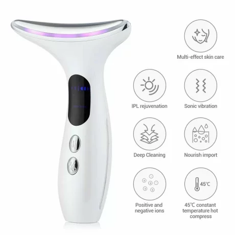 Aparat Pentru Tratament Gat Fata si Decolteu, 4 in 1 Alhena®, Lifting, Anti Rid, Masaj facial, Electrostimulare, Intinerirea Pielii, Stimulare Colagen, Ridicare si intarirea Pielii Din Zona Mandibulara