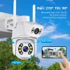 Camera de supraveghere 2 in 1, Alhena®, cu lentila duala 6mp, IP fara fir pentru exterior, CCTV, WI-FI dual, ICSEE, camera PTZ, Filmeaza doua unghiuri in acelasi timp, A28