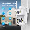 Camera de supraveghere 2 in 1, Alhena®, cu lentila duala 6mp, IP fara fir pentru exterior, CCTV, WI-FI dual, ICSEE, camera PTZ, Filmeaza doua unghiuri in acelasi timp, A28