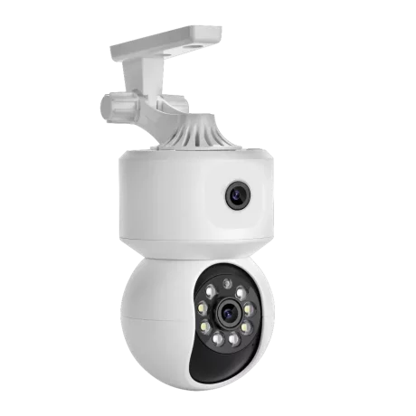 Camera de supraveghere duala 6m interioara pentru monitorizare bebelusi Alhena®, WIFi, 360°, cu senzor de miscare, urmarire automata umana, vedere nocturna color, audio bidirectional, lentile duale