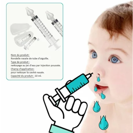 Seringa pentru spalaturi nazale cu varf din silicon moale, Alhena®, decongestionant nazal, irigator nazal, transparent, 10ml, set doua bucati