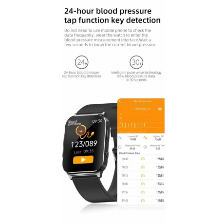 Ceas smartwatch pentru masurarea glicemiei fara intepare, Alhena®, Monitorizare ritm cardiac, Temperatura, EKG+PTT, Pulsul, Precizie glicemie SPO2 BP 24H, Monitorizare sanatate diabetici, ep03, Argintiu