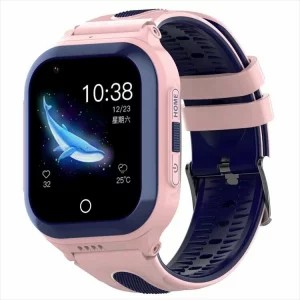 Ceas smartwatch pentru copii 4G, Alhena®, Model 2023, DF70A, HD, Apel video Wifi, Pozitie de urmarire a locatiei, SOS,  Cartela Sim, GPS, Monitorizare sanatate, Roz