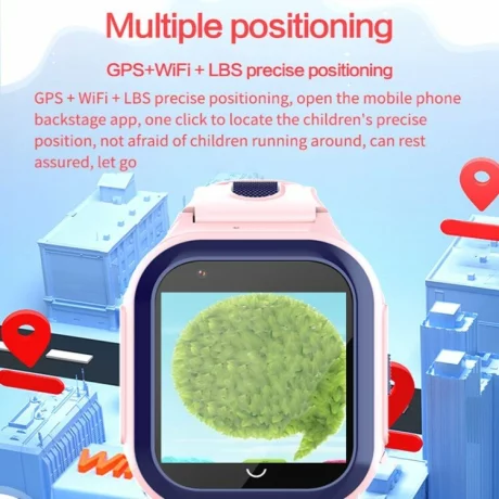 Ceas smartwatch pentru copii 4G, Alhena®, Model 2023, DF70A, HD, Apel video Wifi, Pozitie de urmarire a locatiei, SOS,  Cartela Sim, GPS, Monitorizare sanatate, Albastru