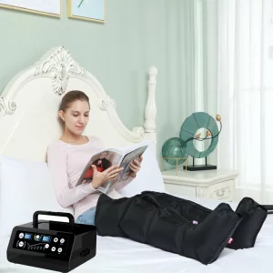 Aparat de presoterapie pentru drenaj limfatic si masaj Alhena® M-PRO 3001, 2 X 6 camere de compresie aer, 6 moduri de tratament, 30-250 mmHg, recuperare medicala, masaj terapeutic, refacere musculara, marimea XL, negru