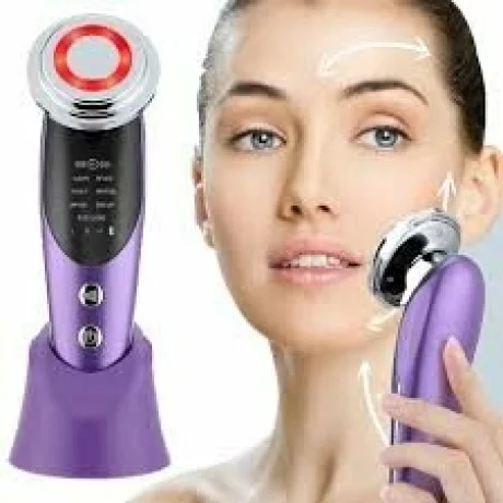 Aparat profesional pentru tratament facial si intinerirea pielii 7 in 1, Alhena®, dispozitiv de ridicare a fetei EMS, Masaj, Fototerapie cu lumina, Dispozitiv anti-imbatranire, Lifting, M8807, Mov