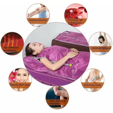 Termocuverta cu doua zone infrarosu, telecomanda, Alhena ® mov cu infrarosu pentru slabit, anticelulita,  profesionale pentru terapie de detoxifiere