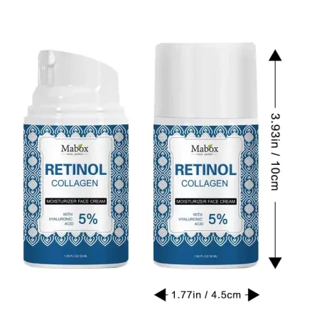 Crema de fata Mabox Retinol &amp; Collagen, Retinol (Vitmaina A), Colagen, Acid Hialuronic 5%, Unt de Shea, Aloe Vera, Ulei de Jojoba, Tocoferol (Vitamina E), hitratare, antirid, 55 ml