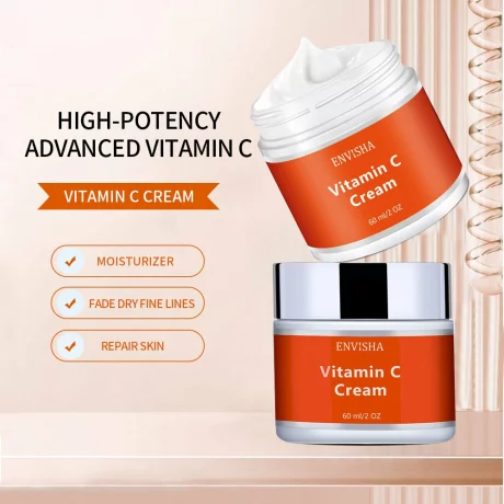 Cremă facială cu Vitamina C pentru albire și strălucire antirid, anti-îmbătrânire, organica, Envisha, 60g