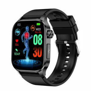 Ceas smartwatch pentru masurare acid uric, glicemie fara intepare, Alhena®, Monitorizare ritm cardiac, Temperatura, EKG+PTT, Pulsul, Precizie glicemie SPO2 BP 24H, Monitorizare sanatate, Negru