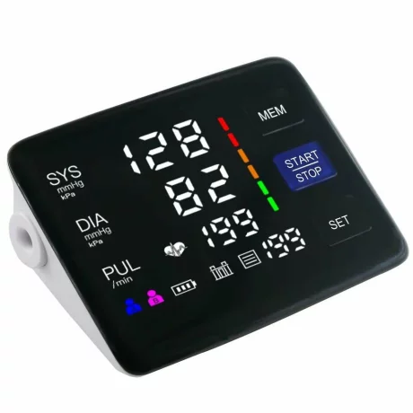Tensiometru digital de brat cu ecran iluminat ALPHAMED U81Q, 2 x 90 memorii, oprire automata, mufa USB Type-C, manseta 22-42 cm, negru/alb
