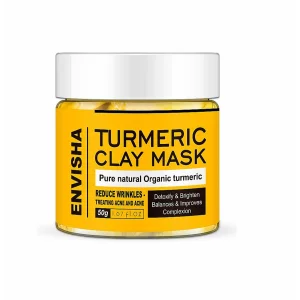Masca cu turmeric si argila pentru iluminare, acnee, rozacee si cearcane, Envisha, 50g