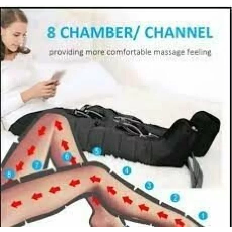 Aparat de presoterapie pentru drenaj limfatic si masaj Alhena® M-PRO 3001, 2 X 6 camere de compresie aer, 6 moduri de tratament, 30-250 mmHg, recuperare medicala, masaj terapeutic, refacere musculara, marimea XXL, negru