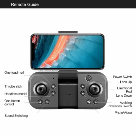 Drona Alhena®, 6K, Mod mentinere altitudine, Vizualizare 3D, Foto/Video, Cu lumini LED, Senzor G, Flip 3D, Decolare/Aterizare cu o singura tasta, Control APP, Vocal, Cu telecomanda, S2S