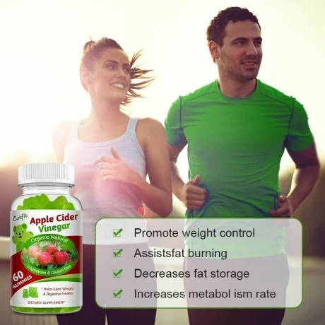 Bomboanele gumate vegane din Cidru de mere verzi pentru slabit, scadere in greutate, detoxifiere enzimatica, stimuleaza metabolismul, suprima pofta de mancare, 60 buc, Alhena®