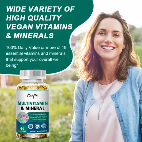 Capsule zilnice de Multivitamine si Minerale Catfit, 10 capsule, vitamine si minerale esentiale pentru a stimula energia imunitatea si sustinerea sanatatii, Antioxidant