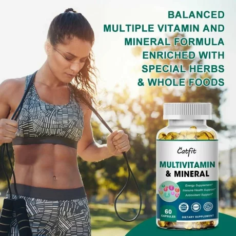 Capsule zilnice de Multivitamine si Minerale Catfit, 10 capsule, vitamine si minerale esentiale pentru a stimula energia imunitatea si sustinerea sanatatii, Antioxidant