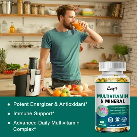 Capsule zilnice de Multivitamine si Minerale Catfit, 10 capsule, vitamine si minerale esentiale pentru a stimula energia imunitatea si sustinerea sanatatii, Antioxidant