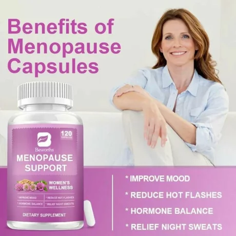 Supliment complet in menopauza pe baza de plante, echilibru hormonal, complex de ameliorare a bufeurilor, 90 bucati, Beworths
