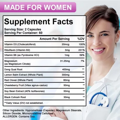 Supliment complet in menopauza pe baza de plante, echilibru hormonal, complex de ameliorare a bufeurilor, 90 bucati, Beworths