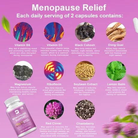 Supliment complet in menopauza pe baza de plante, echilibru hormonal, complex de ameliorare a bufeurilor, 90 bucati, Beworths