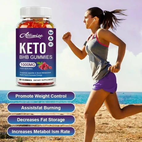 Supliment de dieta cetogena, de slabire, Alliwise 1000 mg Keto BHB Gummies 60 de bucati Keto BHB Gummies pentru arderea grasimilor 1000mg, Creste energia, Alhena®