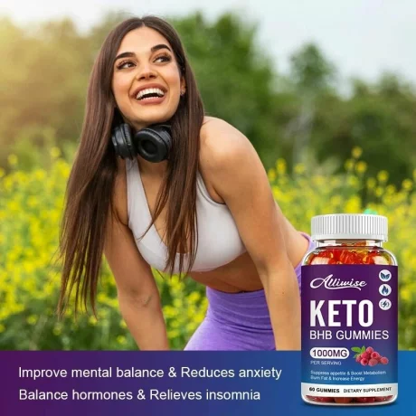 Supliment de dieta cetogena, de slabire, Alliwise 1000 mg Keto BHB Gummies 60 de bucati Keto BHB Gummies pentru arderea grasimilor 1000mg, Creste energia, Alhena®