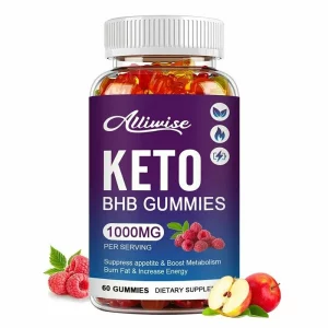 Supliment de dieta cetogena, de slabire, Alliwise 1000 mg Keto BHB Gummies 60 de bucati Keto BHB Gummies pentru arderea grasimilor 1000mg, Creste energia, Alhena®