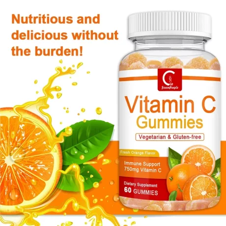 Vitamina C, 750mg, Suport pentru imunitate, fara Gluten, Organic, Green People, jeleuri VC Energy Gummies, Supliment Zilnic Pentru Adulti si copii, 60buc, Alhena®