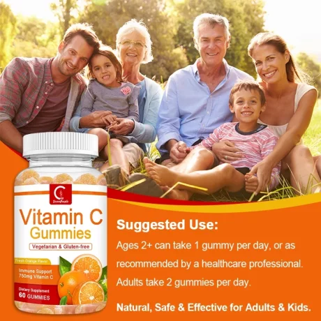 Vitamina C, 750mg, Suport pentru imunitate, fara Gluten, Organic, Green People, jeleuri VC Energy Gummies, Supliment Zilnic Pentru Adulti si copii, 60buc, Alhena®