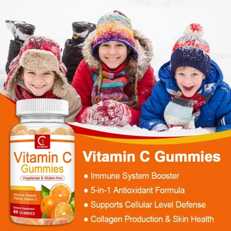 Vitamina C, 750mg, Suport pentru imunitate, fara Gluten, Organic, Green People, jeleuri VC Energy Gummies, Supliment Zilnic Pentru Adulti si copii, 60buc, Alhena®