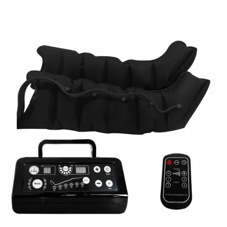 Aparat de presoterapie pentru drenaj limfatic si masaj Alhena® M-PRO 3001, 2 X 6 camere de compresie aer, 6 moduri de tratament, 30-250 mmHg, recuperare medicala, masaj terapeutic, refacere musculara, marimea M, negru