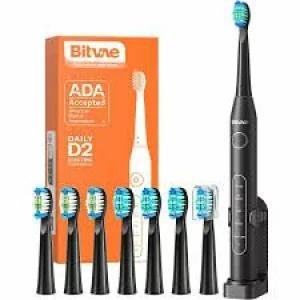 Periuta de dinti sonica Alhena®, pentru adulti si copii, cu ultrasunete, 8 capete incluse, 5 moduri, temporizator inteligent, 4000rotatii pe minut, negru E11