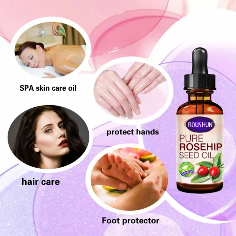 Ser cu ulei pur de seminte de măceșe, pentru fata, par, maini, intăreste bariera cutanata, anti aging , albire, ati rid, 30 ml, Roushun