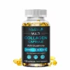 Multi Colagen (Tipurile I, II, III, V si X) cu proteine hidrolizate sprijin pentru sanatatea pielii, unghiilor, parului, antiaging, 120 capsule moi