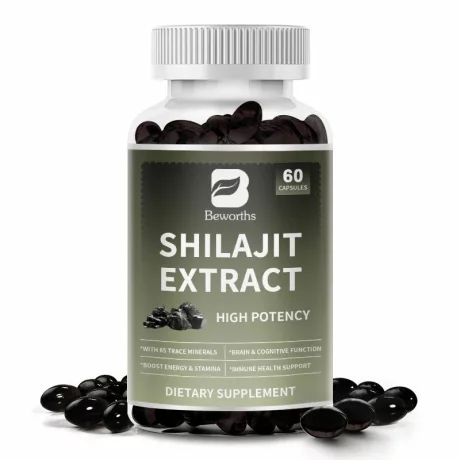 Shilajit Rasina Pura de Himalaya, energie si vitalitate, imunitate, stres, echilibru hormonal, sanatate mentala, minte si memorie, muschi, Beworths Immune Boost Organic, 60 capsule