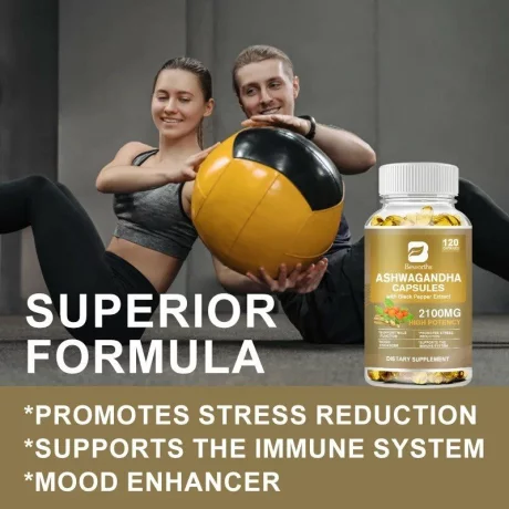 Ashwagandha Complex Softgel Capsule, Extract de piper negru din rădăcină de Ashwagandha, Suplimente din plante, Beworths