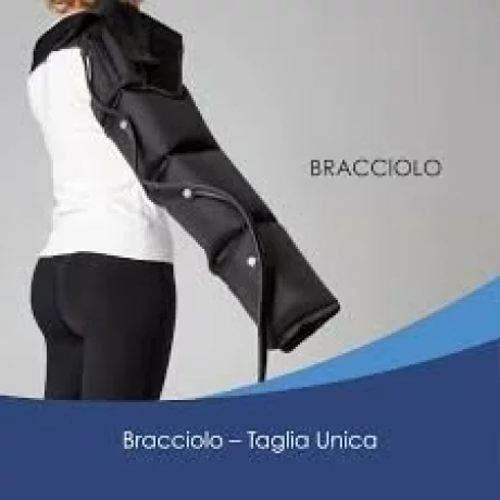 Aparat de presoterapie pentru drenaj limfatic si masaj pntru brat Alhena® M-PRO 3001, 1 X 4 camere de compresie aer, 6 moduri de tratament, 30-250 mmHg, recuperare medicala, masaj terapeutic, refacere musculara, marimea L, negru