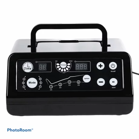 Aparat de presoterapie pentru drenaj limfatic si masaj pntru brat Alhena® M-PRO 3001, 1 X 4 camere de compresie aer, 6 moduri de tratament, 30-250 mmHg, recuperare medicala, masaj terapeutic, refacere musculara, marimea L, negru