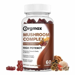 Mushroom Complex cu ingrediente naturale, 10 în 1, Sustine memoria si concentrarea, imunitatea, regenerare celulara, antiaging, antistres, 60 gumii