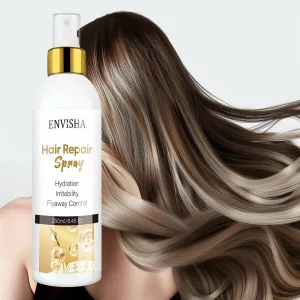 Spray tratament cu Keratina organic pentru repararea parului uscat, deteriorat, ingrijirea parului, prevenirea caderii parului, anti-matreata, controlul sebumului, Ulei de argan, ulei de ricin, 250 ml, Envisha