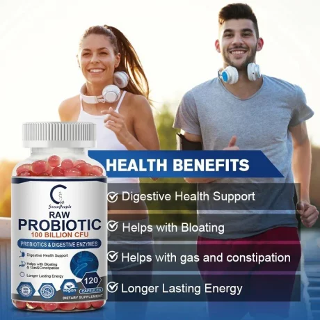 Capsule probiotice si enzime digestive suport pentru absorbtia nutrientilor, sanatate digestiva, 100 de miliarde de CFU si 34 de tulpini
