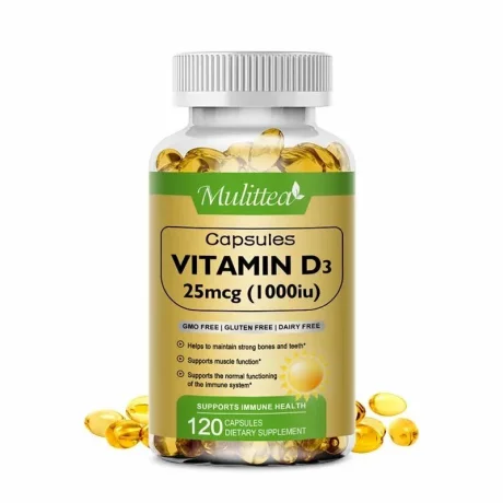Vitamina D3 capsule moi, 1000 UI, Supliment pentru imbunatatirea sanatatii, stimularea imunitatii, sanatatea dintilor si oaselor, 120 bucati