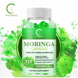 Moringa, boli legate de inflamatie, cancer, diabet, anemie, scaderea energiei si oboseala, artrita, dureri, articulare, reumatismul, alergii si astm, constipatie, dureri de stomac si diaree, 120 cps moi