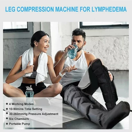 Aparat de presoterapie pentru drenaj limfatic si masaj Alhena® M-PRO 3001, 4 X 8 camere de compresie aer, 6 moduri de tratament, 30-250 mmHg, recuperare medicala, masaj terapeutic, refacere musculara, marimea XXL, negru