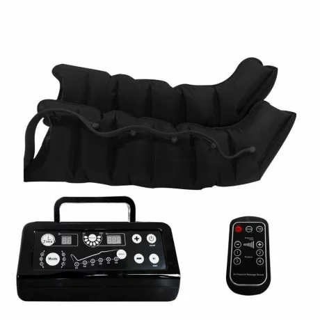 Aparat de presoterapie pentru drenaj limfatic si masaj Alhena® M-PRO 3001, 2 X 4 camere de compresie aer, 6 moduri de tratament, 30-250 mmHg, recuperare medicala, masaj terapeutic, refacere musculara, marimea XL, negru