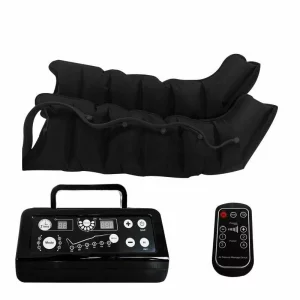 Aparat de presoterapie pentru drenaj limfatic si masaj Alhena® M-PRO 3001, 2 X 4 camere de compresie aer, 6 moduri de tratament, 30-250 mmHg, recuperare medicala, masaj terapeutic, refacere musculara, marimea XL, negru