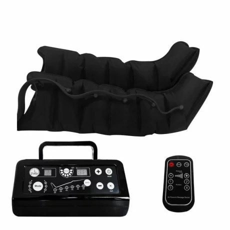 Aparat de presoterapie pentru drenaj limfatic si masaj Alhena® M-PRO 3001, 2 X 4 camere de compresie aer, 6 moduri de tratament, 30-250 mmHg, recuperare medicala, masaj terapeutic, refacere musculara, marimea XL, negru