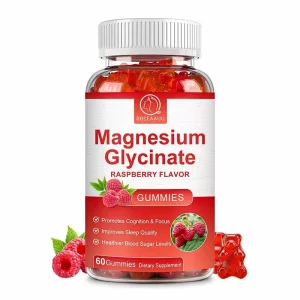 Glicinat de magneziu pentru dispozitie si creier, Formula de sustinere a somnului si a creierului, relaxarea muschilor si a inimii, 60 jeleuri gumate